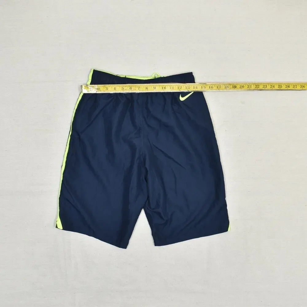 Nike Men's Swim Trunk Sweat Shorts Nylon Blue Size S Swoosh Lined Pockets